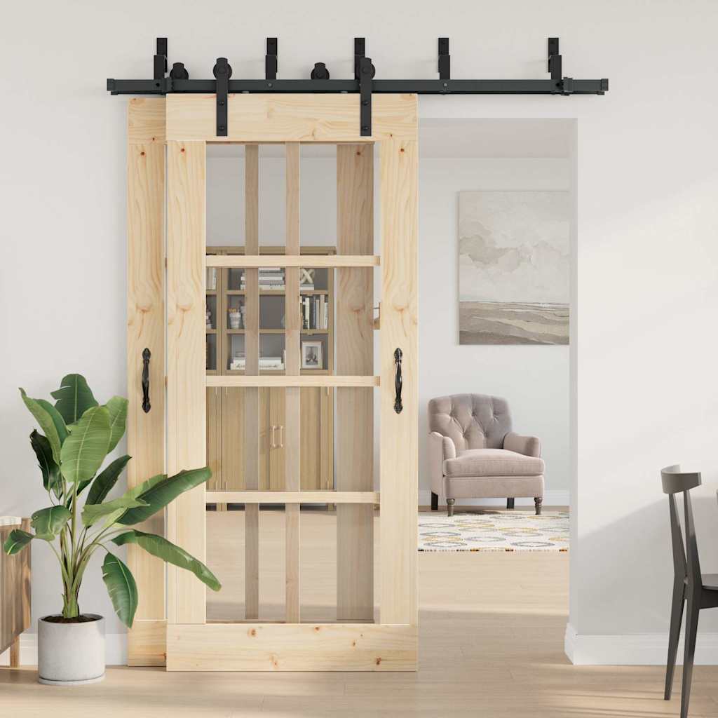 Sliding Door Hardware Kit 183 cm Steel Black