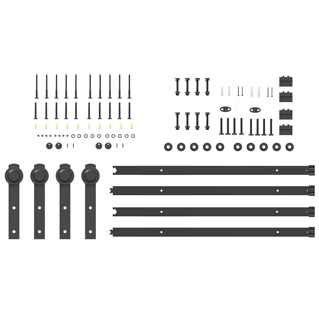 Sliding Door Hardware Kit 200 cm Steel Black
