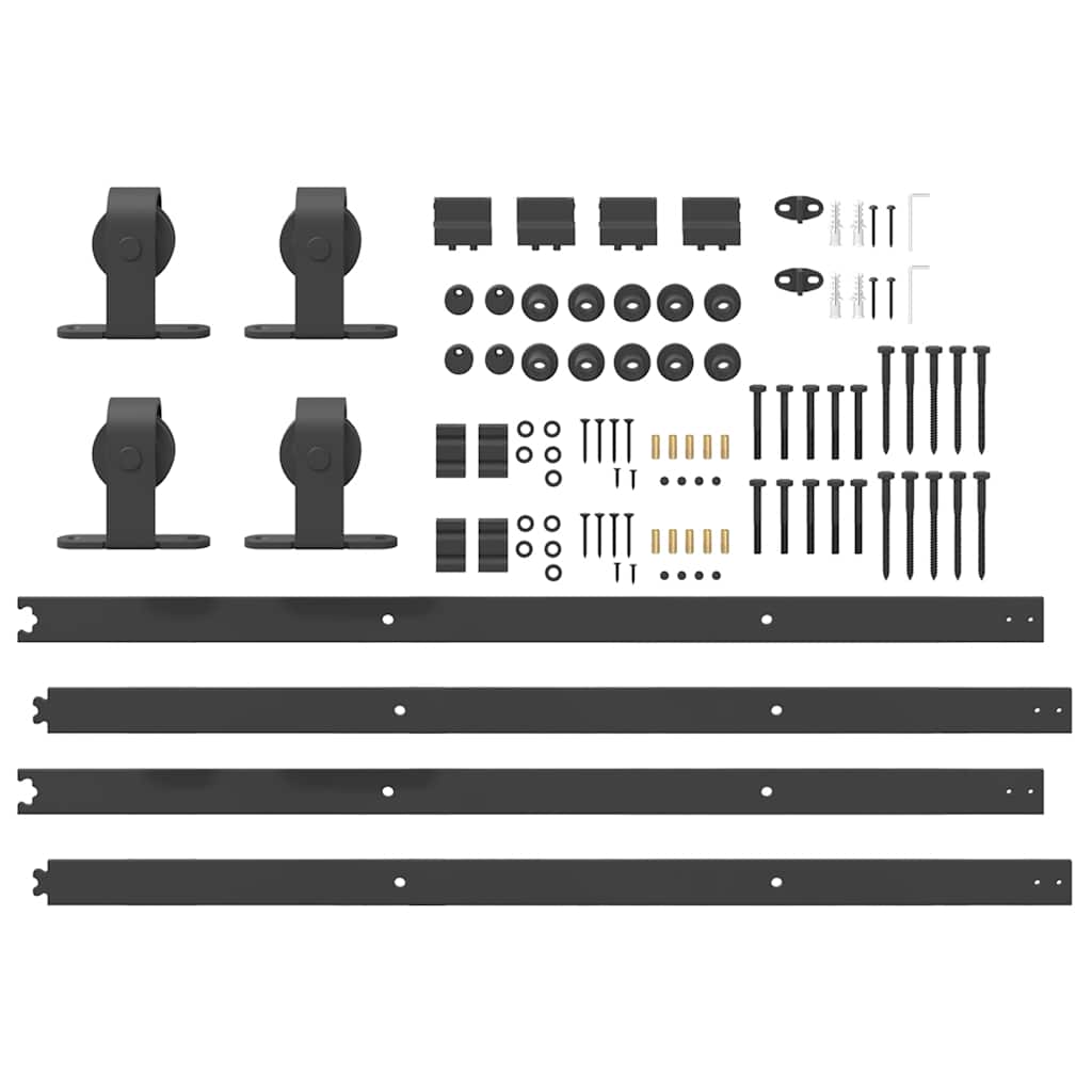 Sliding Door Hardware Kit 183 cm Steel Black