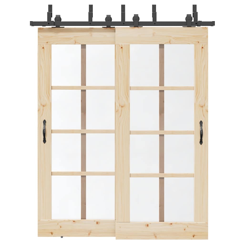 Sliding Door Hardware Kit 183 cm Steel Black