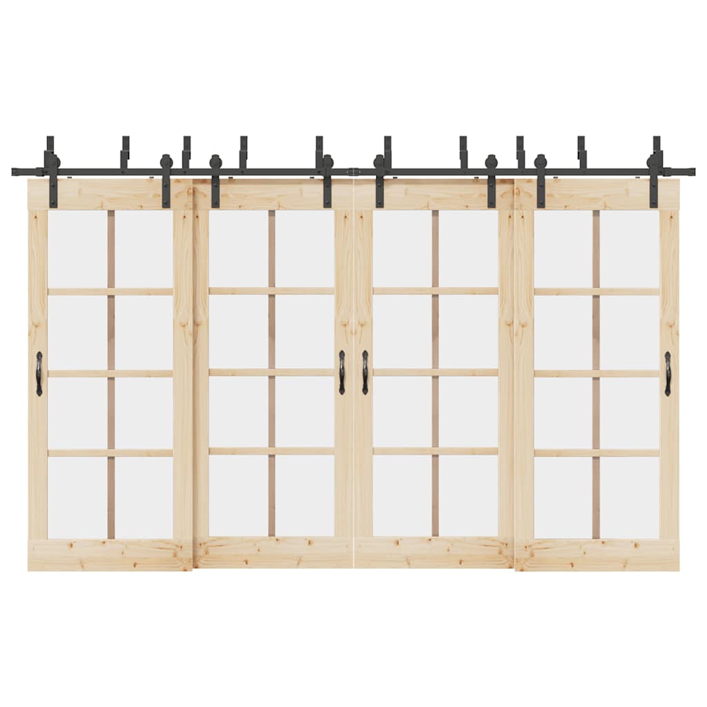 Sliding Door Hardware Kit 366 cm Steel Black