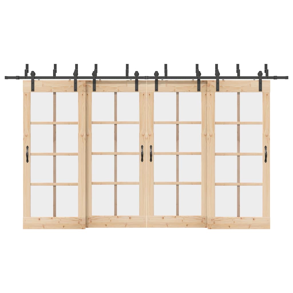 Sliding Door Hardware Kit 400 cm Steel Black