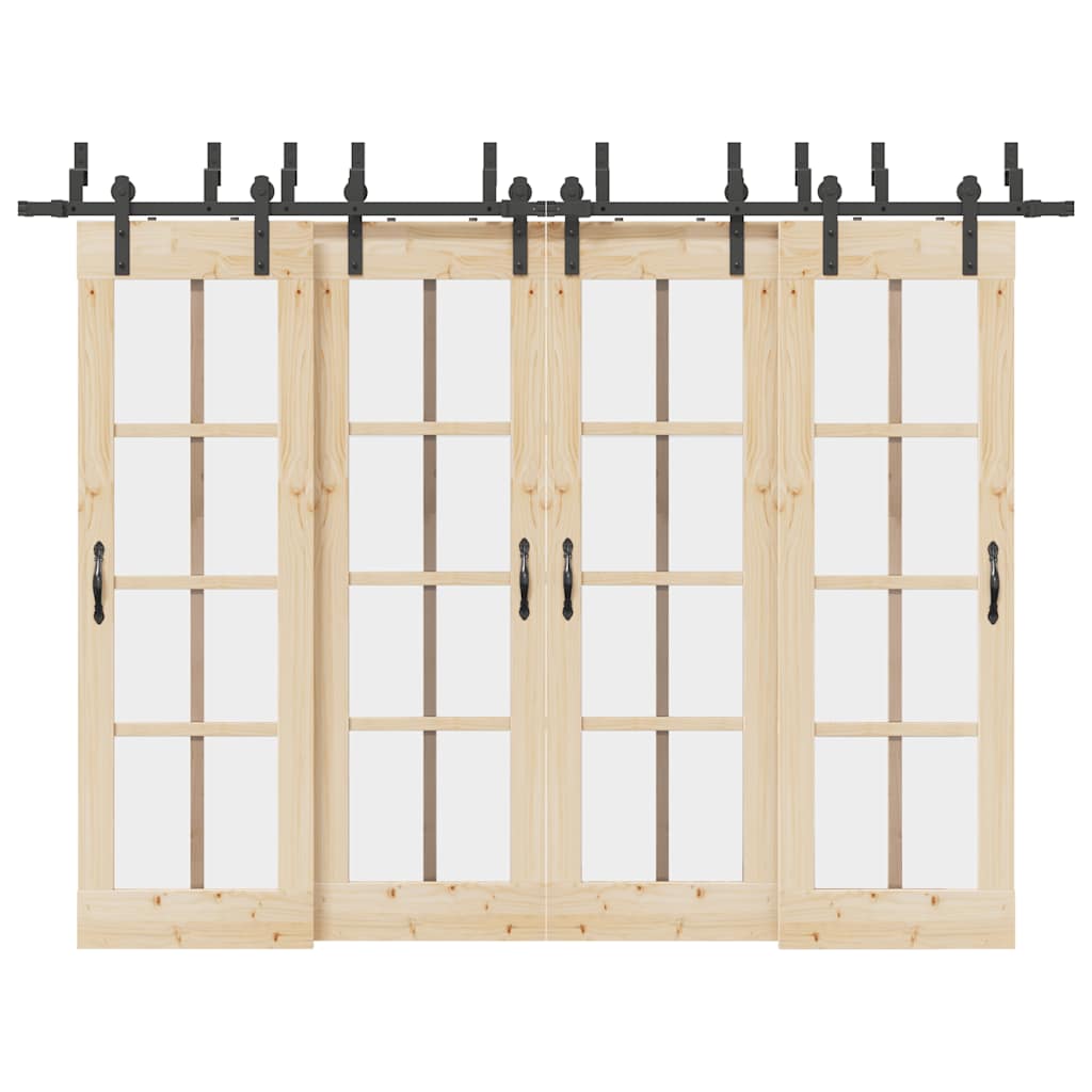 Sliding Door Hardware Kit 305 cm Steel Black
