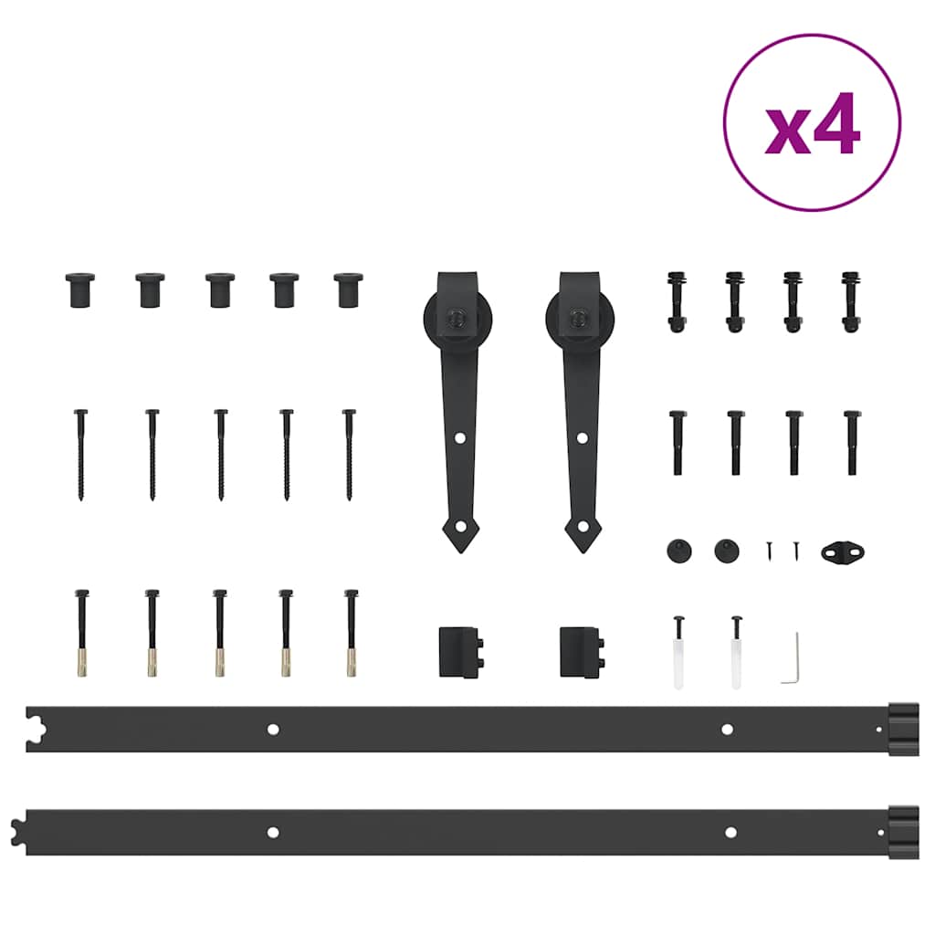 Sliding Door Hardware Kit 305 cm Steel Black
