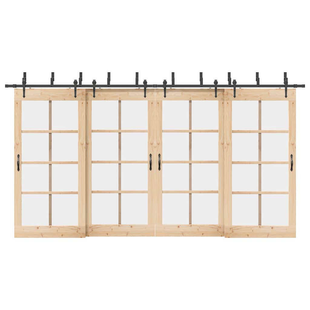 Sliding Door Hardware Kit 427 cm Steel Black