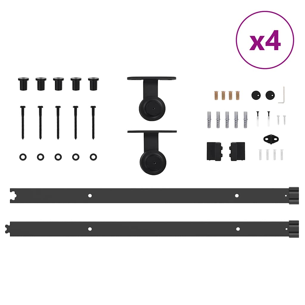 Sliding Door Hardware Kit 305 cm Steel Black