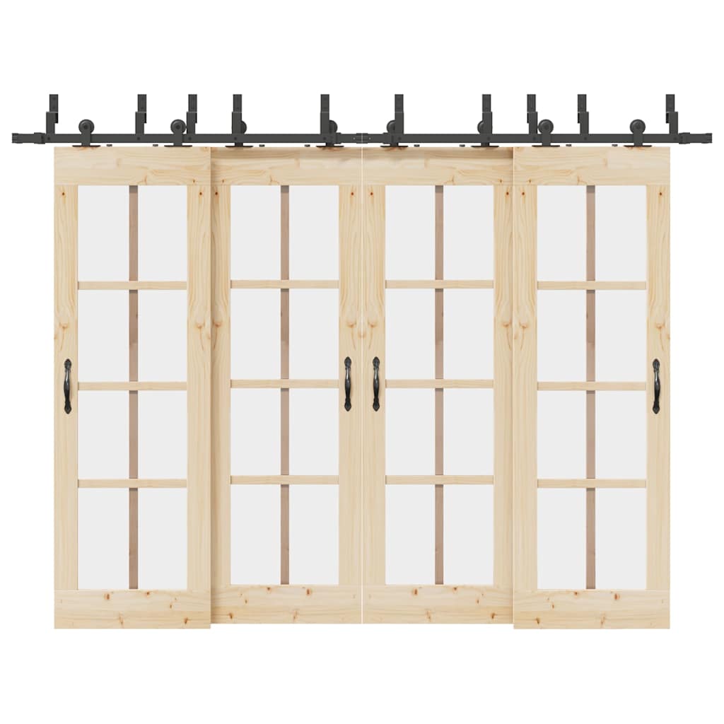 Sliding Door Hardware Kit 305 cm Steel Black