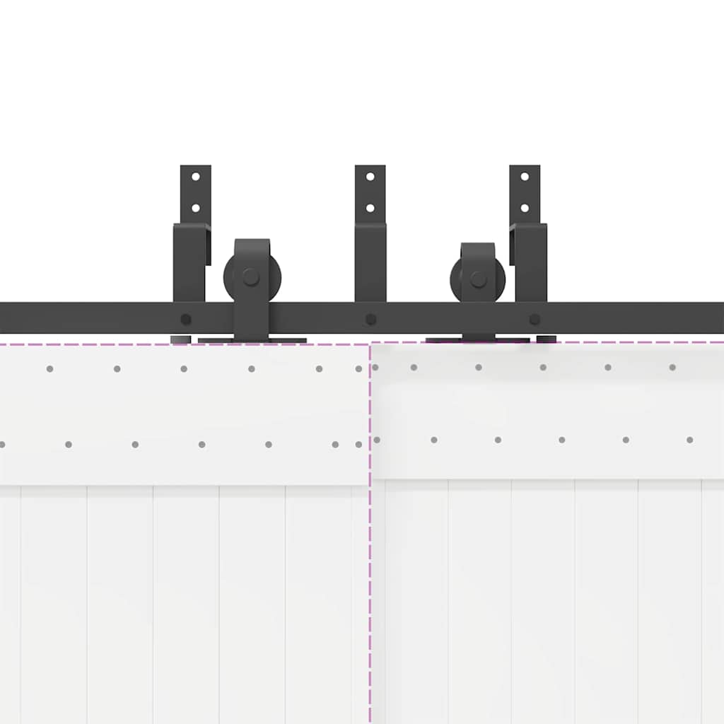 Sliding Door Hardware Kit 366 cm Steel Black