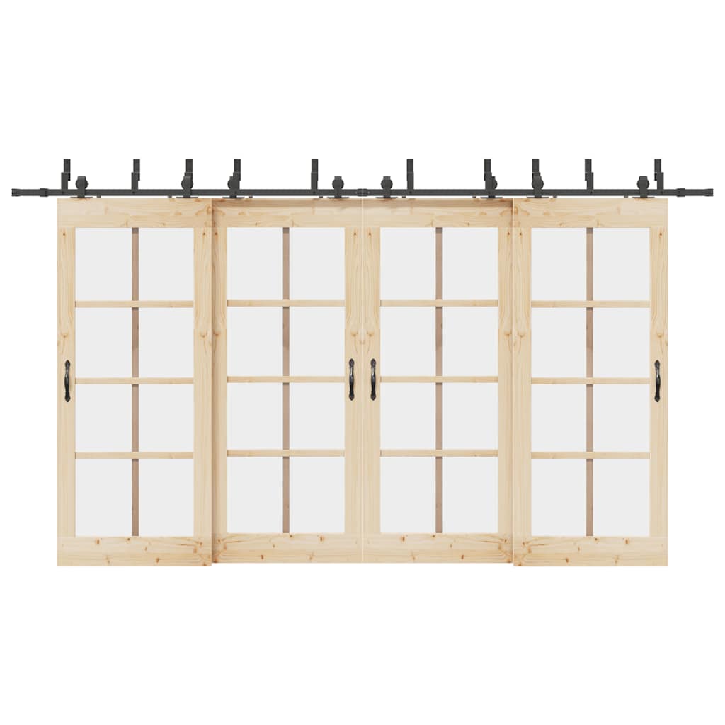 Sliding Door Hardware Kit 400 cm Steel Black