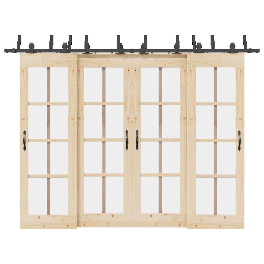 Sliding Door Hardware Kit 305 cm Steel Black