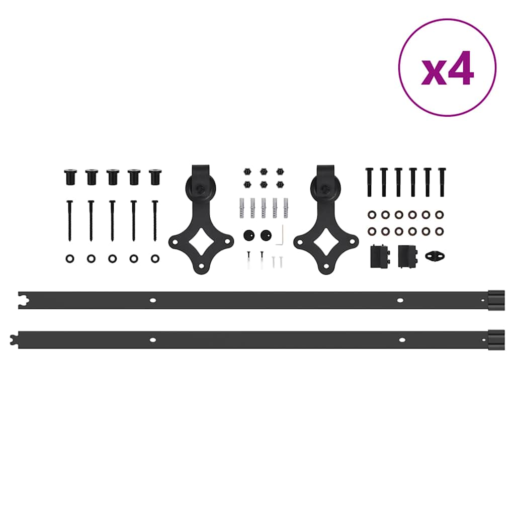 Sliding Door Hardware Kit 427 cm Steel Black