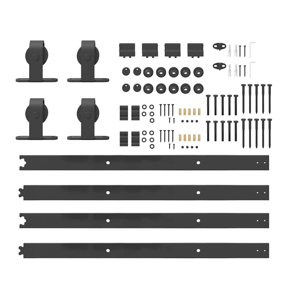 Sliding Door Hardware Kit 366 cm Steel Black