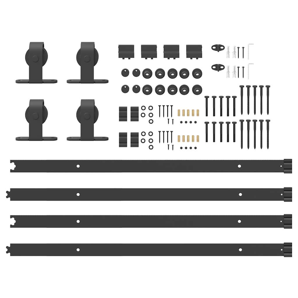 Sliding Door Hardware Kit 400 cm Steel Black