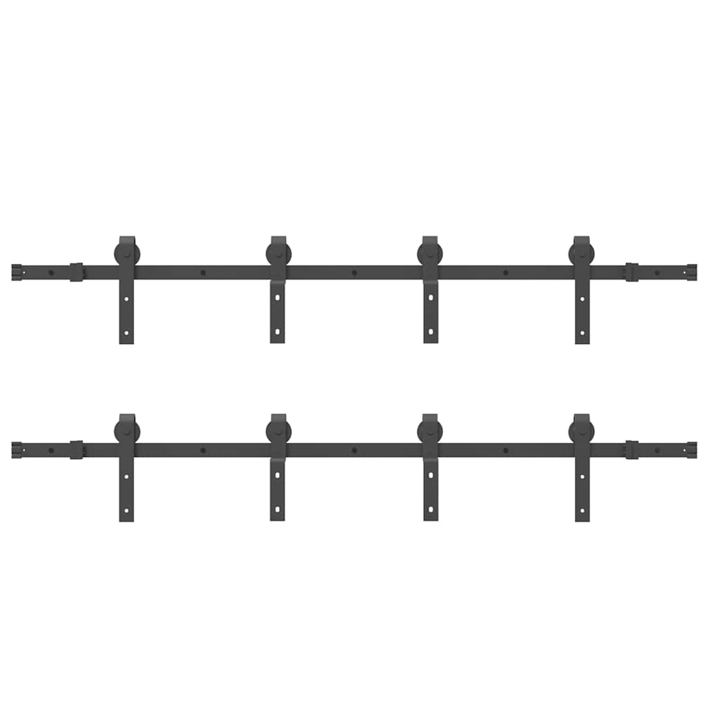 Sliding Door Hardware Kit 366 cm Steel Black