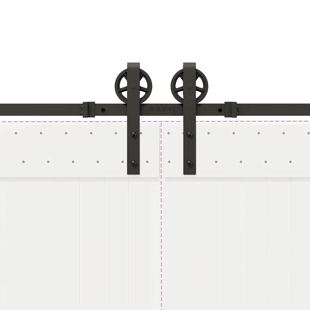 Sliding Door Hardware Kit 366 cm Steel Black