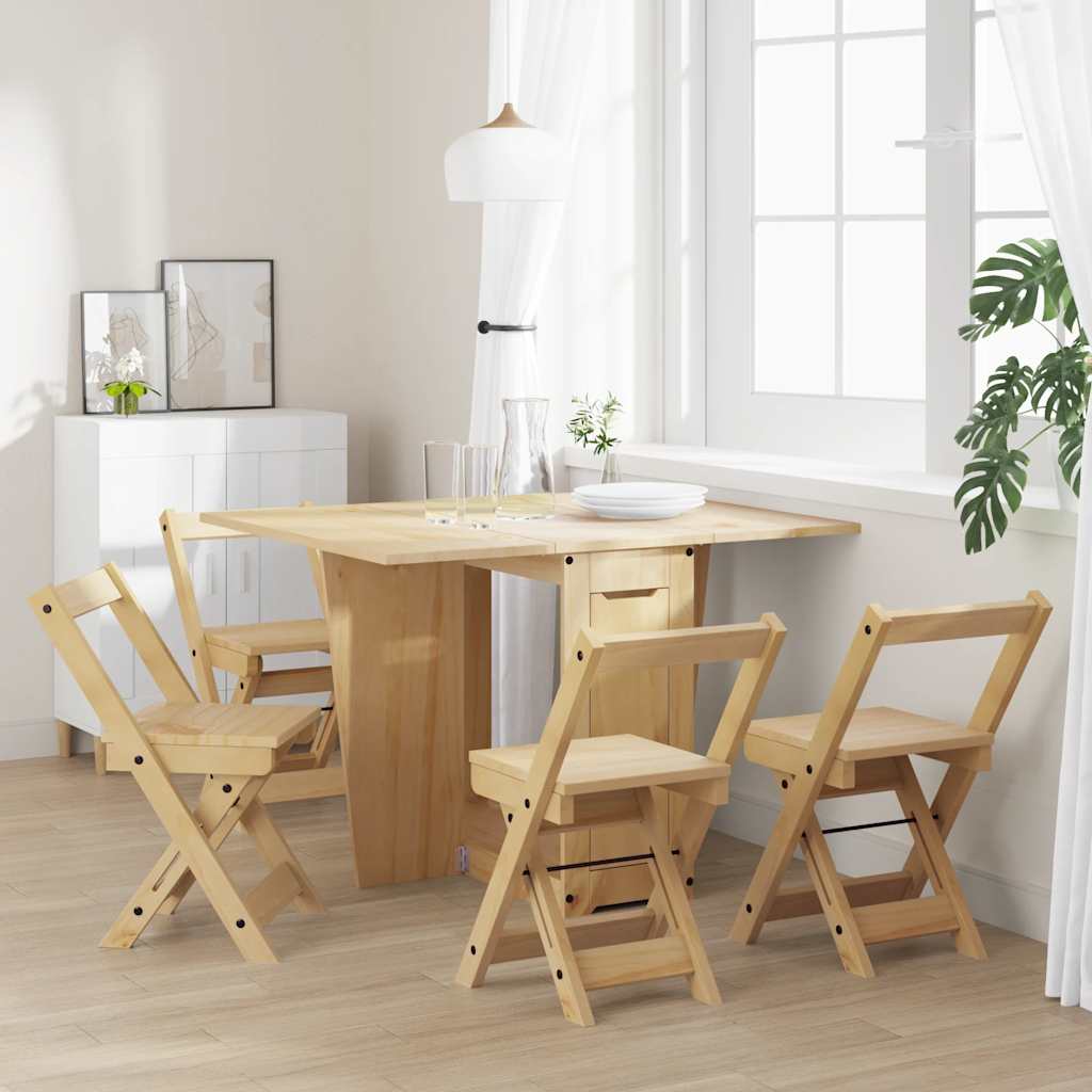 5 Piece Butterfly Dining Set "Corona" Foldable Wax Brown Pinewood