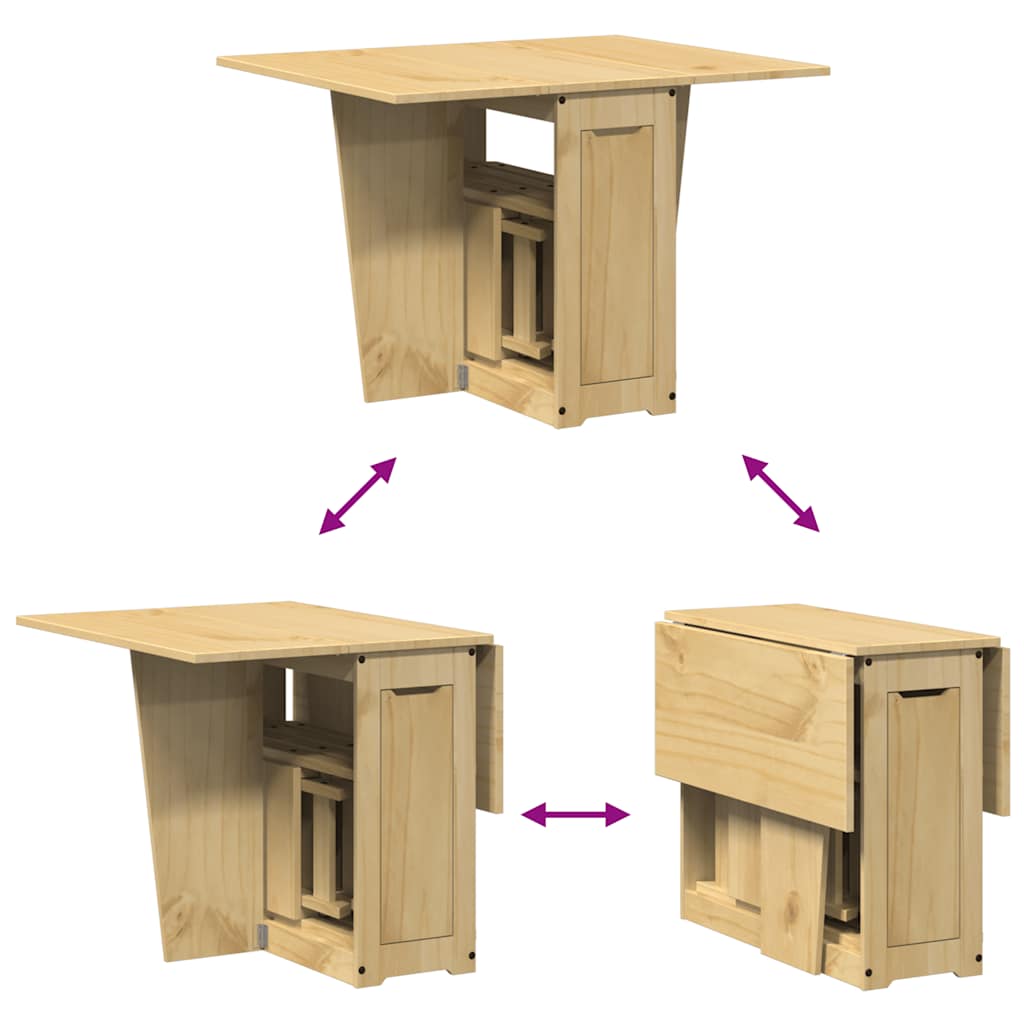 5 Piece Butterfly Dining Set "Corona" Foldable Wax Brown Pinewood