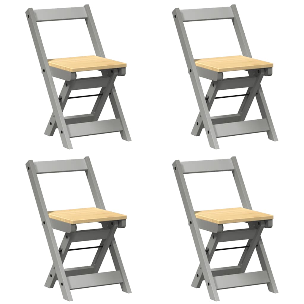 5 Piece Butterfly Dining Set "Corona" Foldable Grey Pinewood