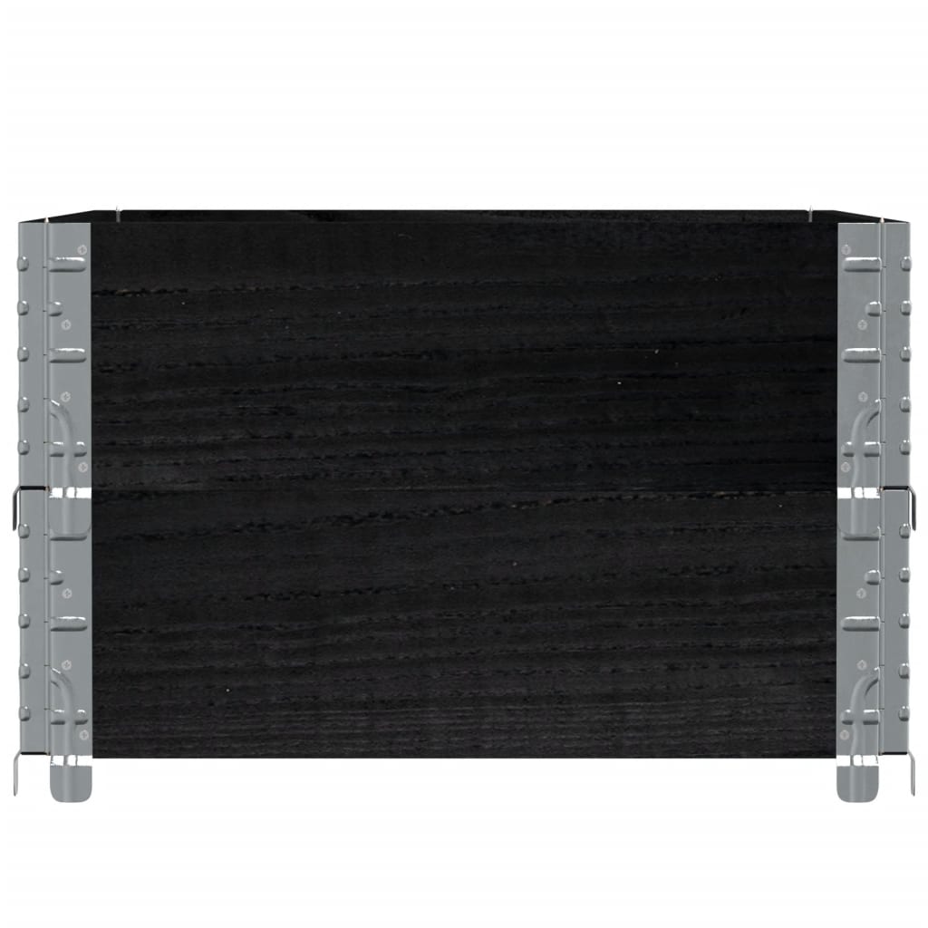 Pallet Collars 2 pcs Black 80x60 cm Solid Wood Pine