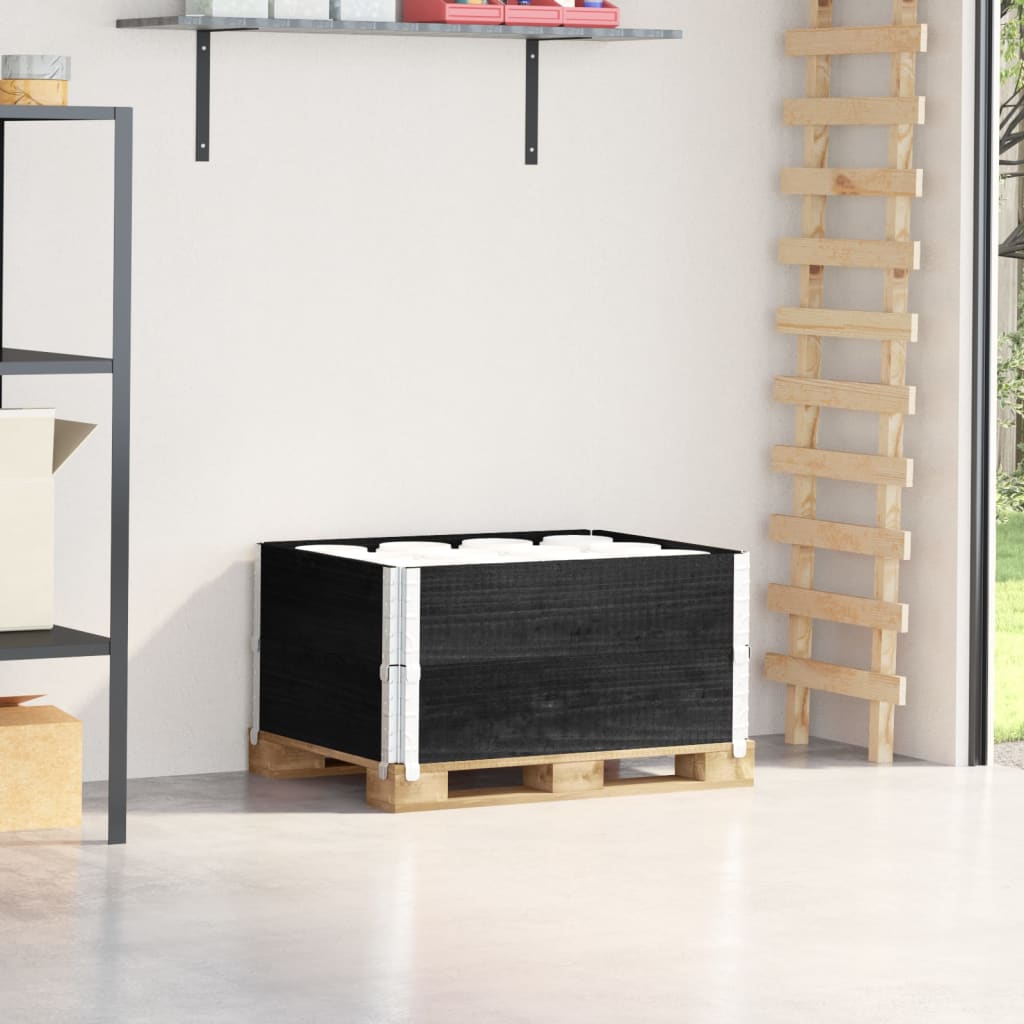 Pallet Collars 2 pcs Black 80x60 cm Solid Wood Pine