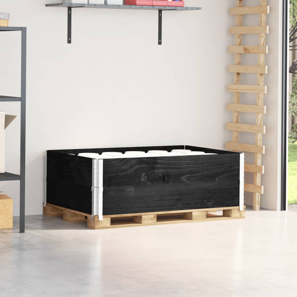 Pallet Collars 2 pcs Black 120x80 cm Solid Wood Pine