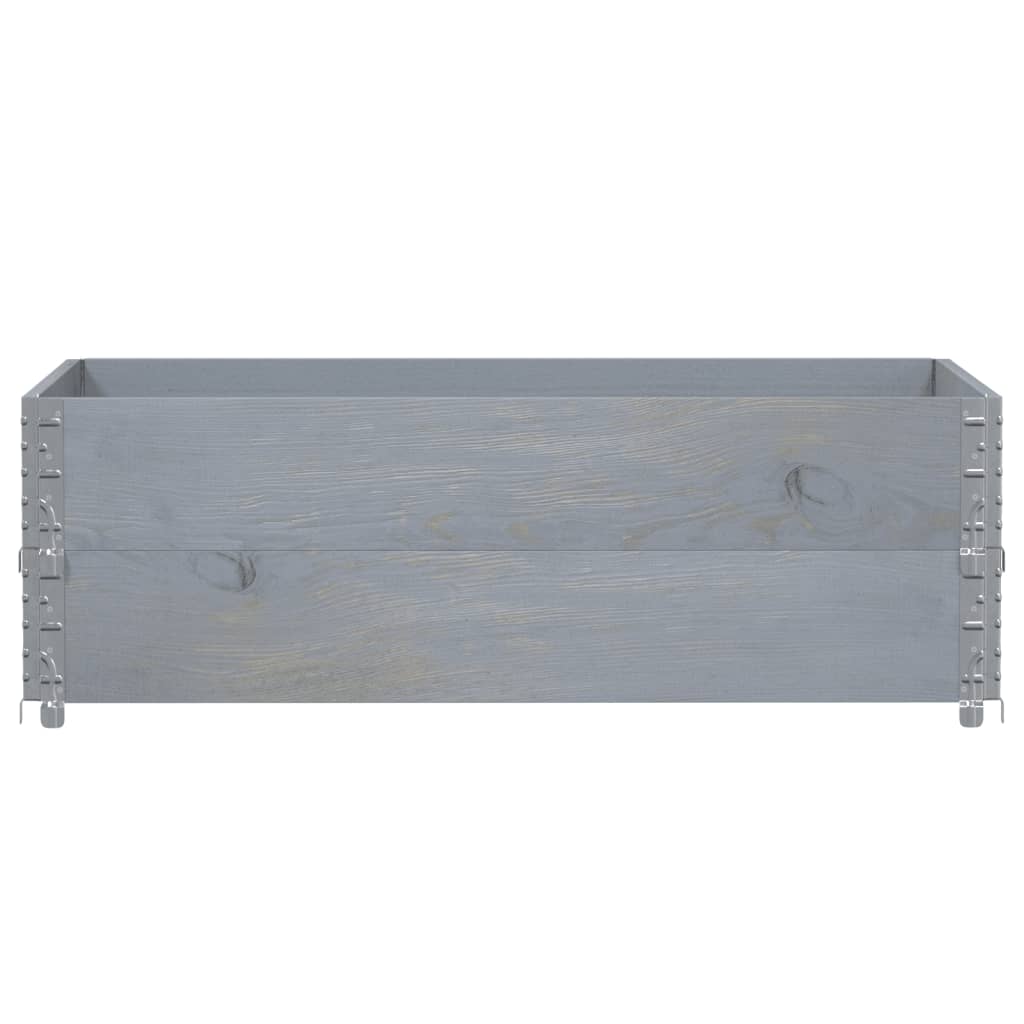 Pallet Collars 2 pcs Grey 120x80 cm Solid Wood Pine