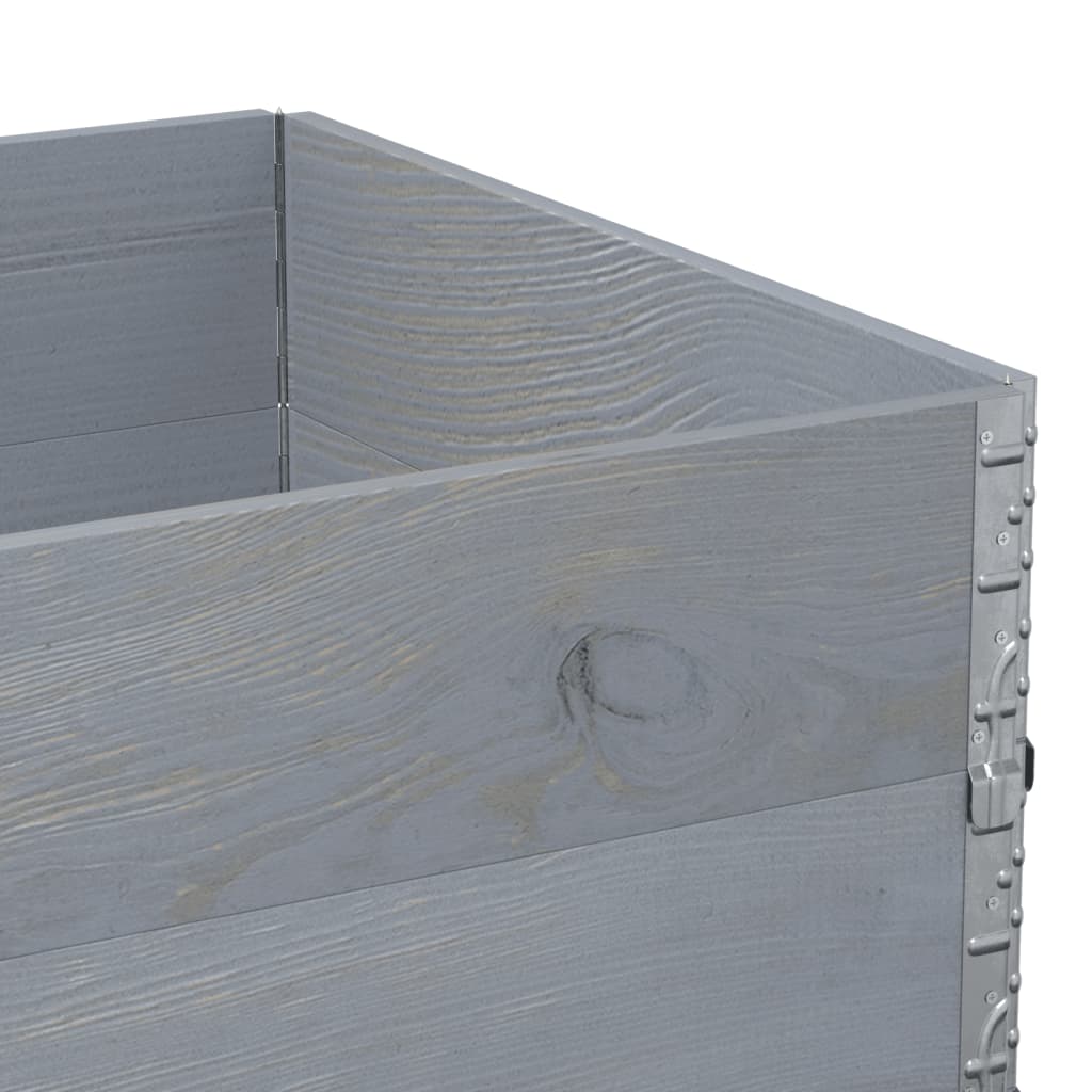 Pallet Collars 2 pcs Grey 120x80 cm Solid Wood Pine