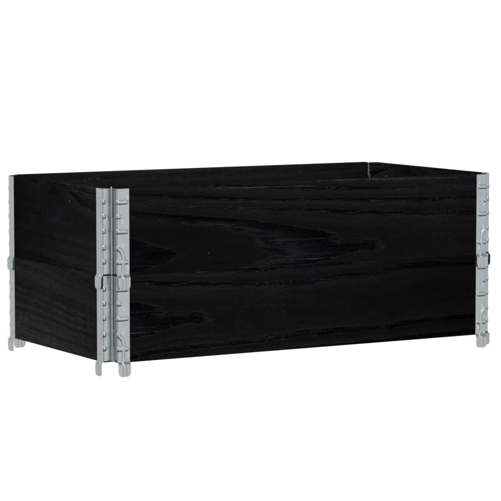 Pallet Collars 2 pcs Black 100x50 cm Solid Wood Pine