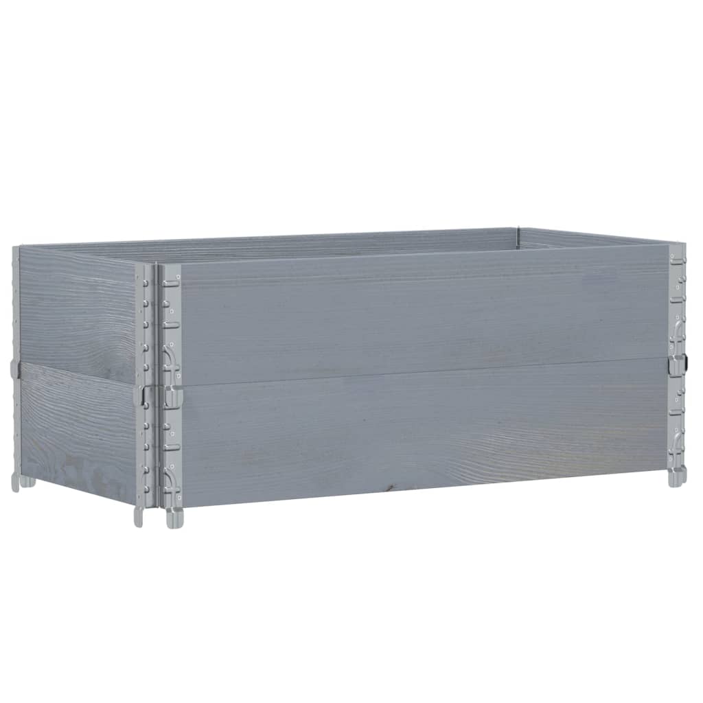 Pallet Collars 2 pcs Grey 100x50 cm Solid Wood Pine