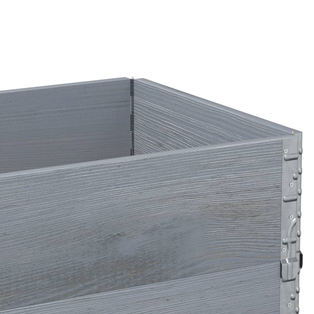 Pallet Collars 2 pcs Grey 100x50 cm Solid Wood Pine