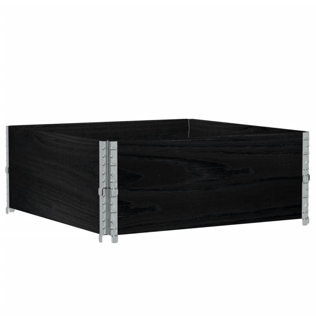 Pallet Collars 2 pcs Black 100x100 cm Solid Wood Pine