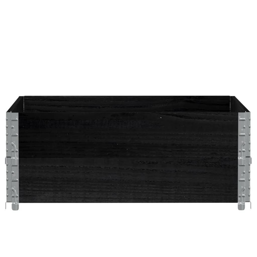 Pallet Collars 2 pcs Black 100x100 cm Solid Wood Pine