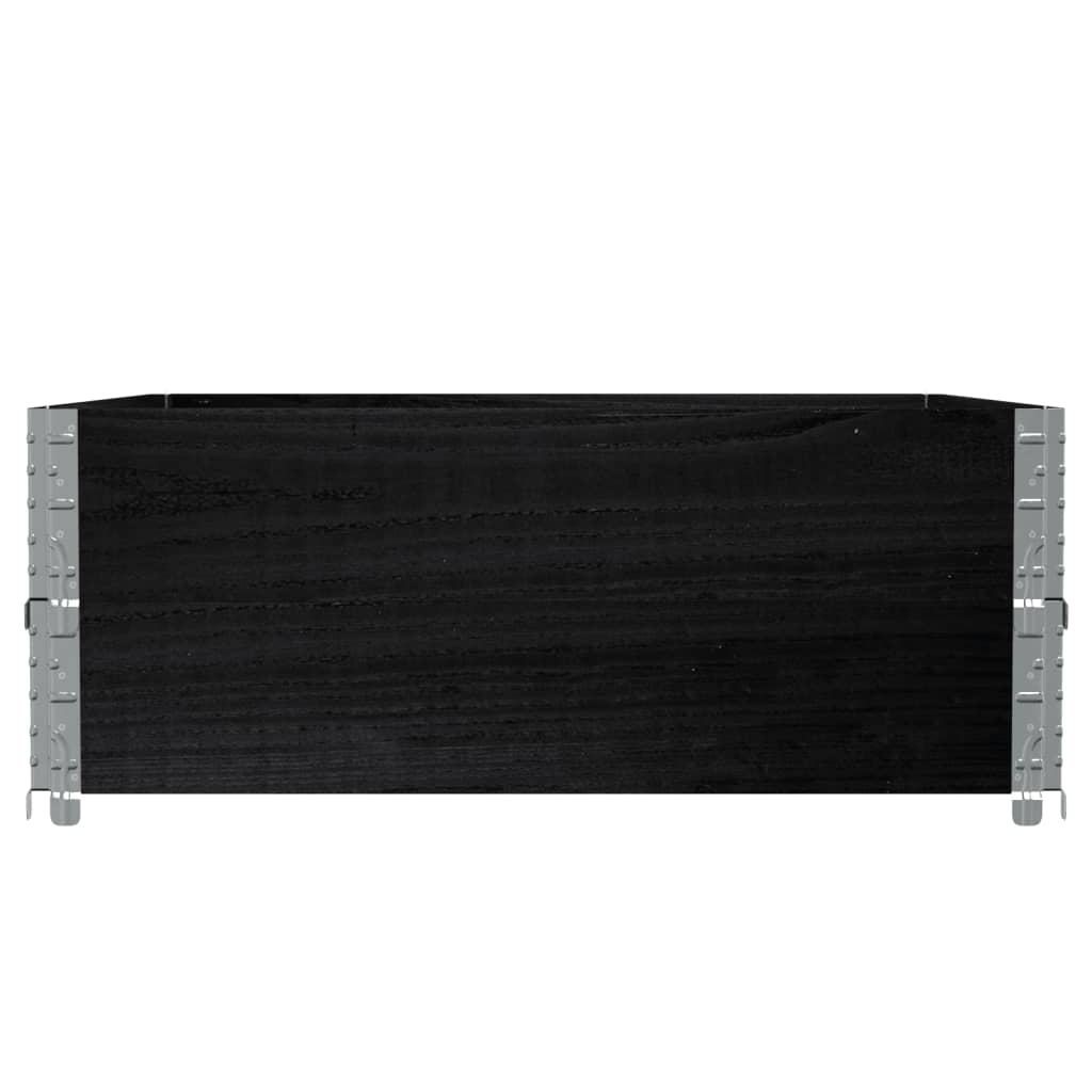 Pallet Collars 2 pcs Black 100x100 cm Solid Wood Pine