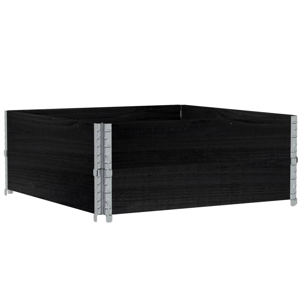 Pallet Collars 2 pcs Black 100x100 cm Solid Wood Pine