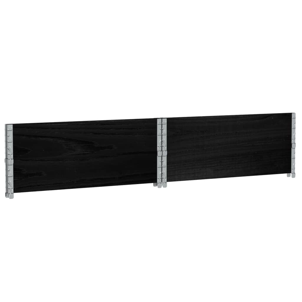 Pallet Collars 2 pcs Black 100x100 cm Solid Wood Pine
