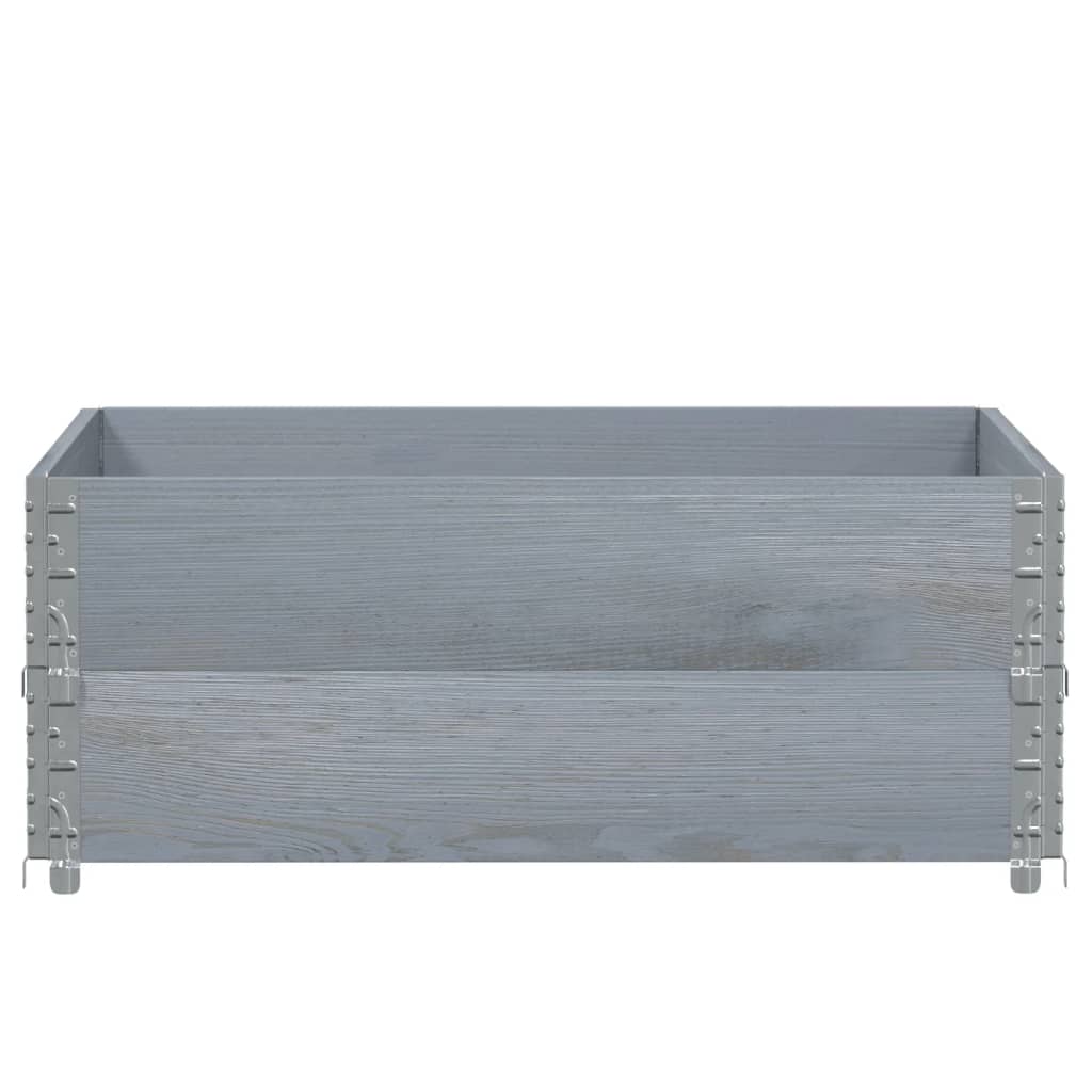Pallet Collars 2 pcs Grey 100x100 cm Solid Wood Pine