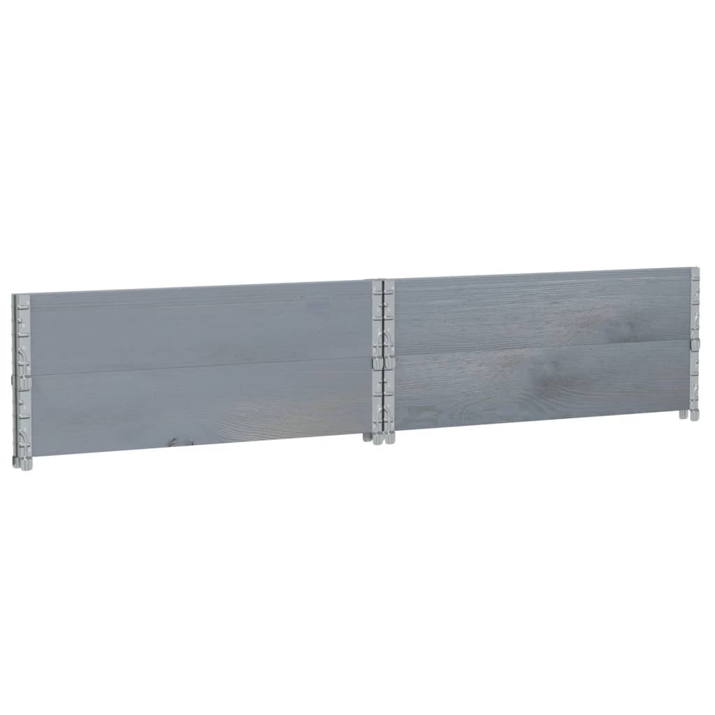 Pallet Collars 2 pcs Grey 100x100 cm Solid Wood Pine