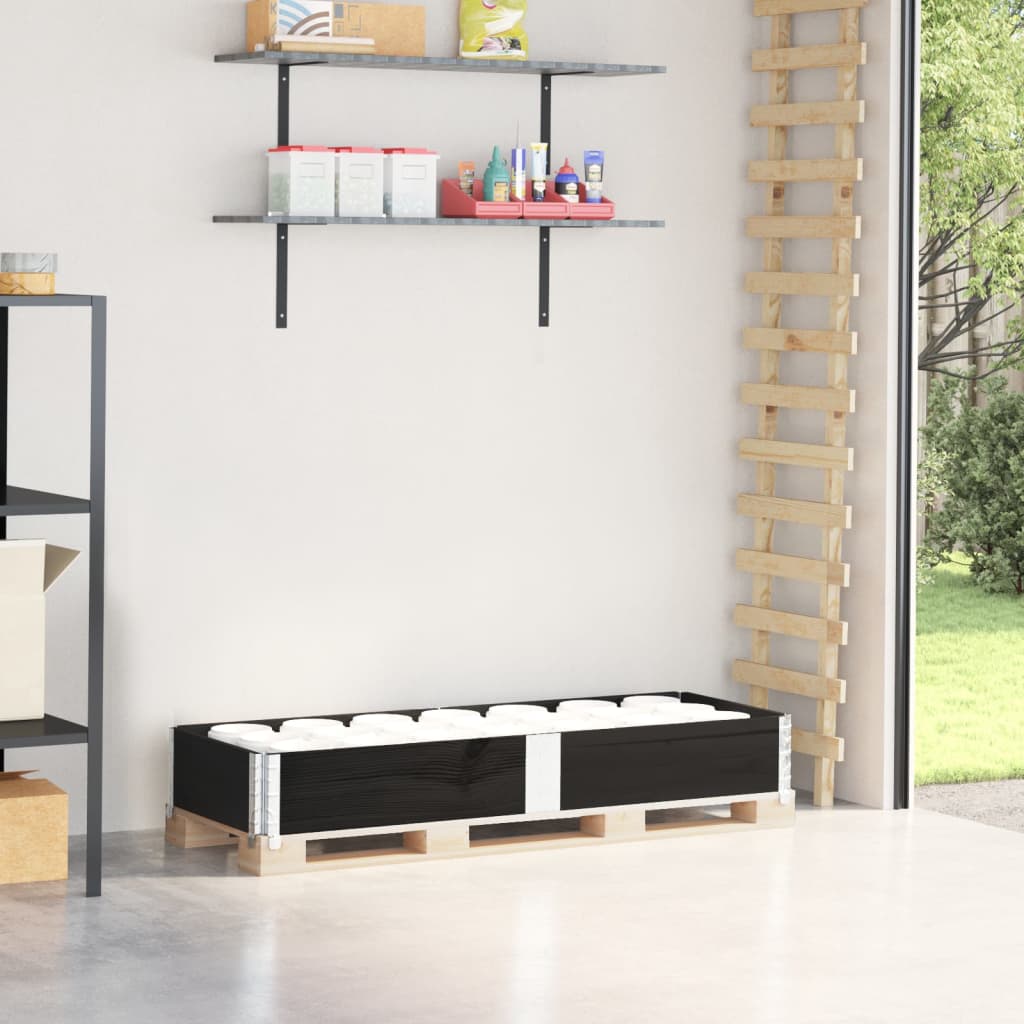 Pallet Collar Black 150x50 cm Solid Wood Pine