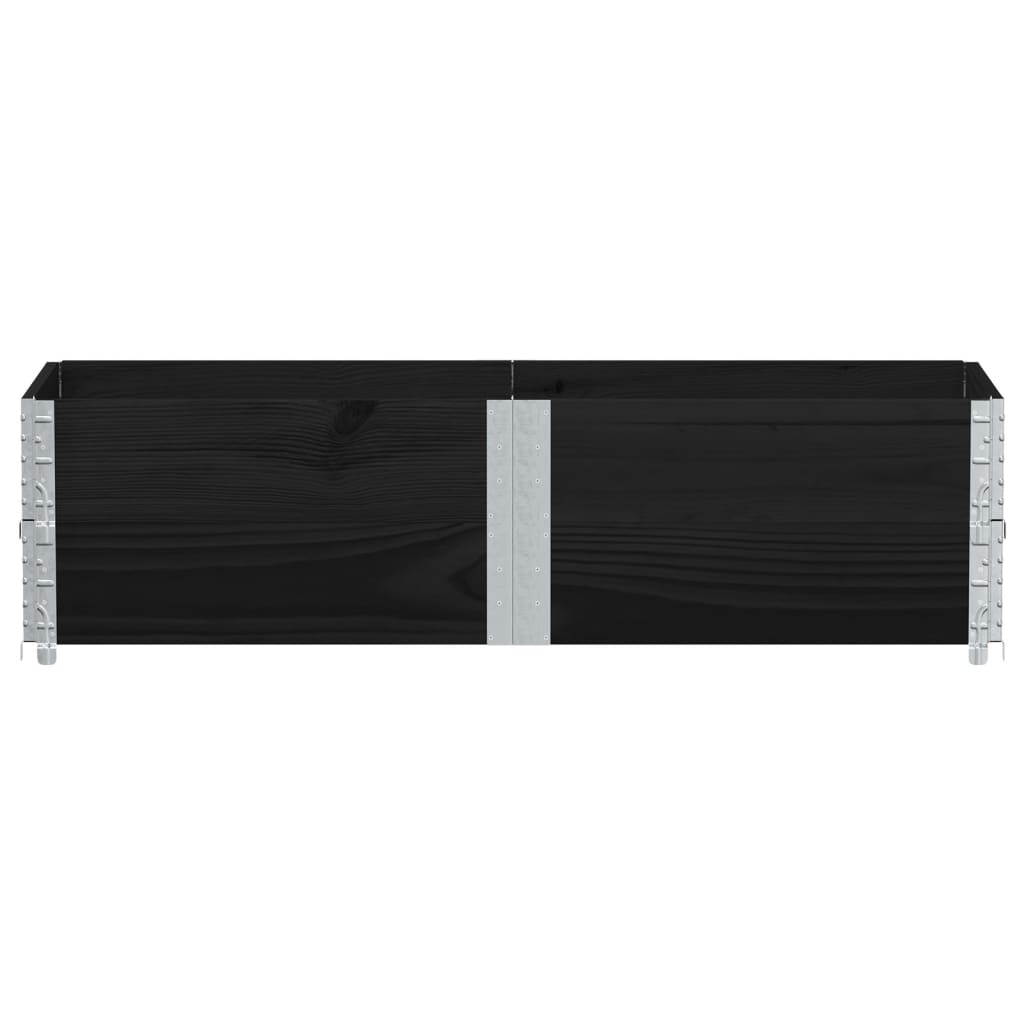 Pallet Collars 2 pcs Black 150x50 cm Solid Wood Pine