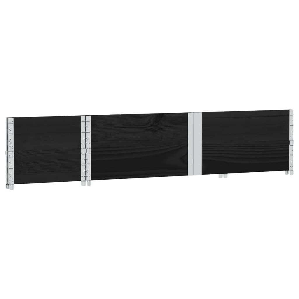 Pallet Collars 2 pcs Black 150x50 cm Solid Wood Pine