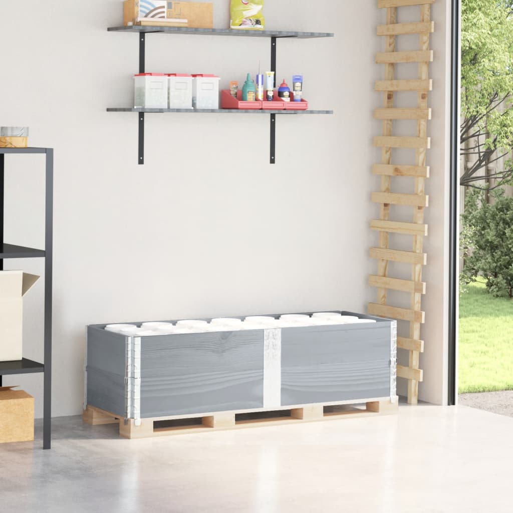 Pallet Collars 2 pcs Grey 150x50 cm Solid Wood Pine