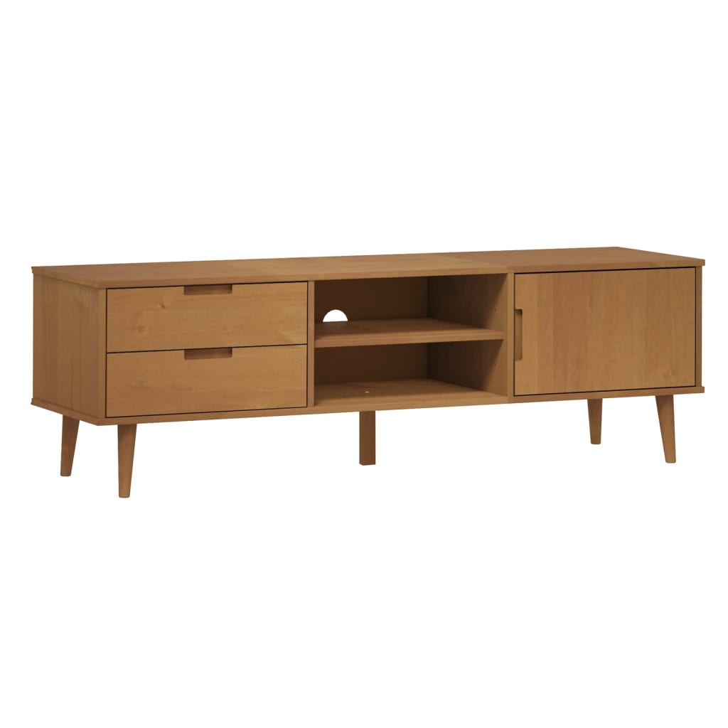 TV Cabinet "MOLDE" Brown 158x40x49 cm Solid Wood Pine