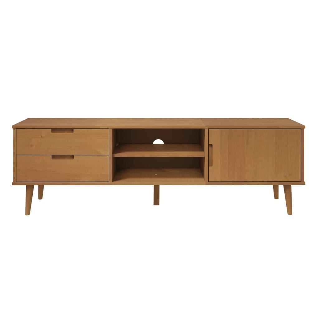 TV Cabinet "MOLDE" Brown 158x40x49 cm Solid Wood Pine