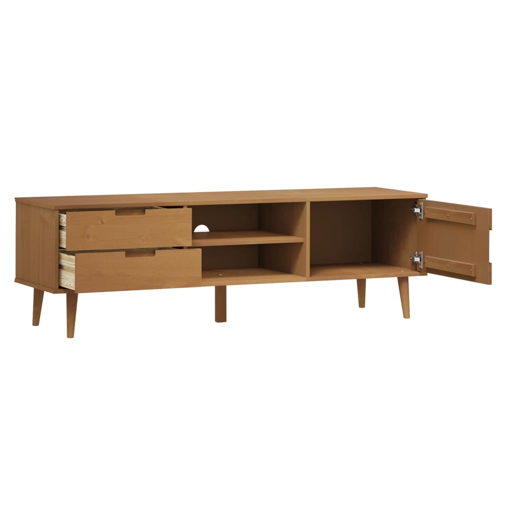 TV Cabinet "MOLDE" Brown 158x40x49 cm Solid Wood Pine