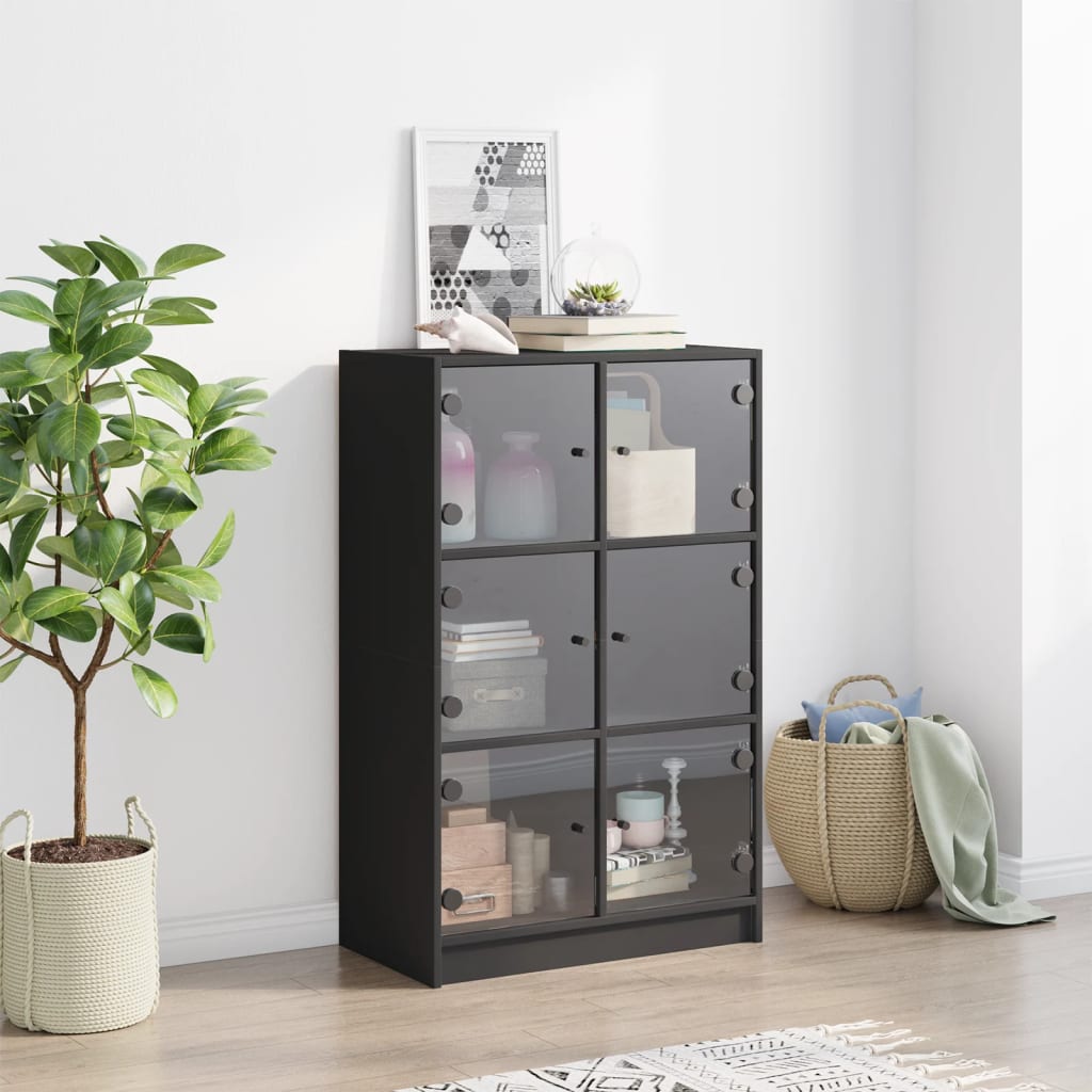 Highboard | Black | Engineered Wood | 68x37x109 cm | Highboard