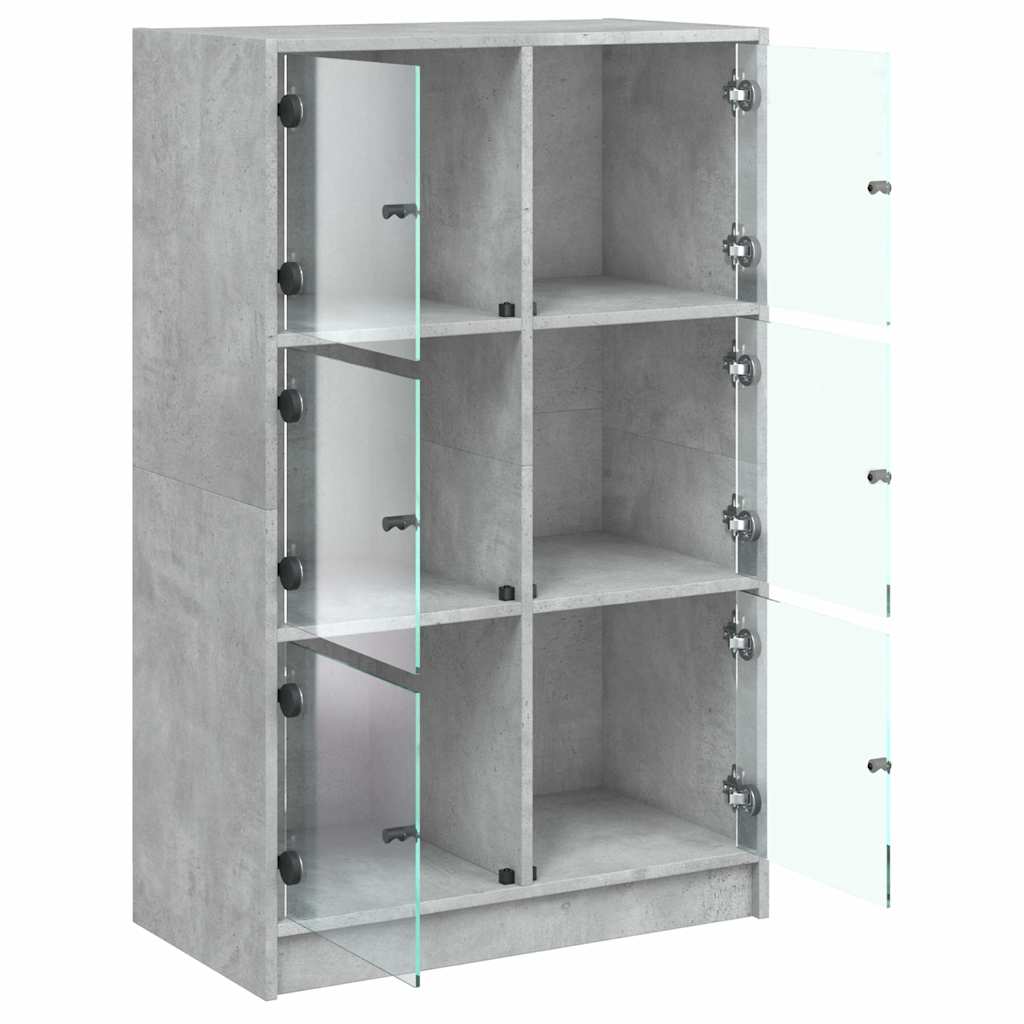 Highboard with Doors Concrete Grey 68x37x109 cm Engineered Wood