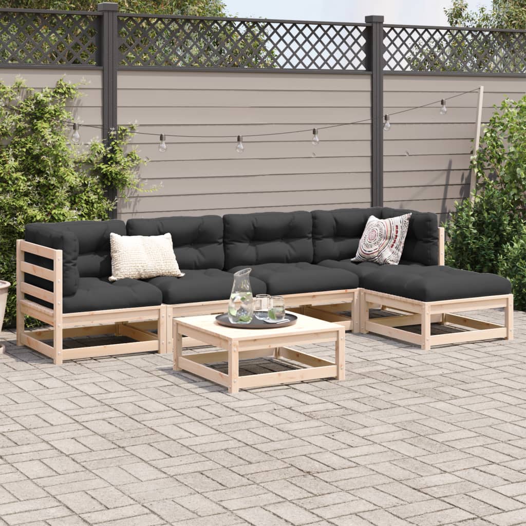 vidaXL 6 Piece Garden Sofa Set Solid Wood Pine