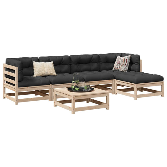 vidaXL 6 Piece Garden Sofa Set Solid Wood Pine