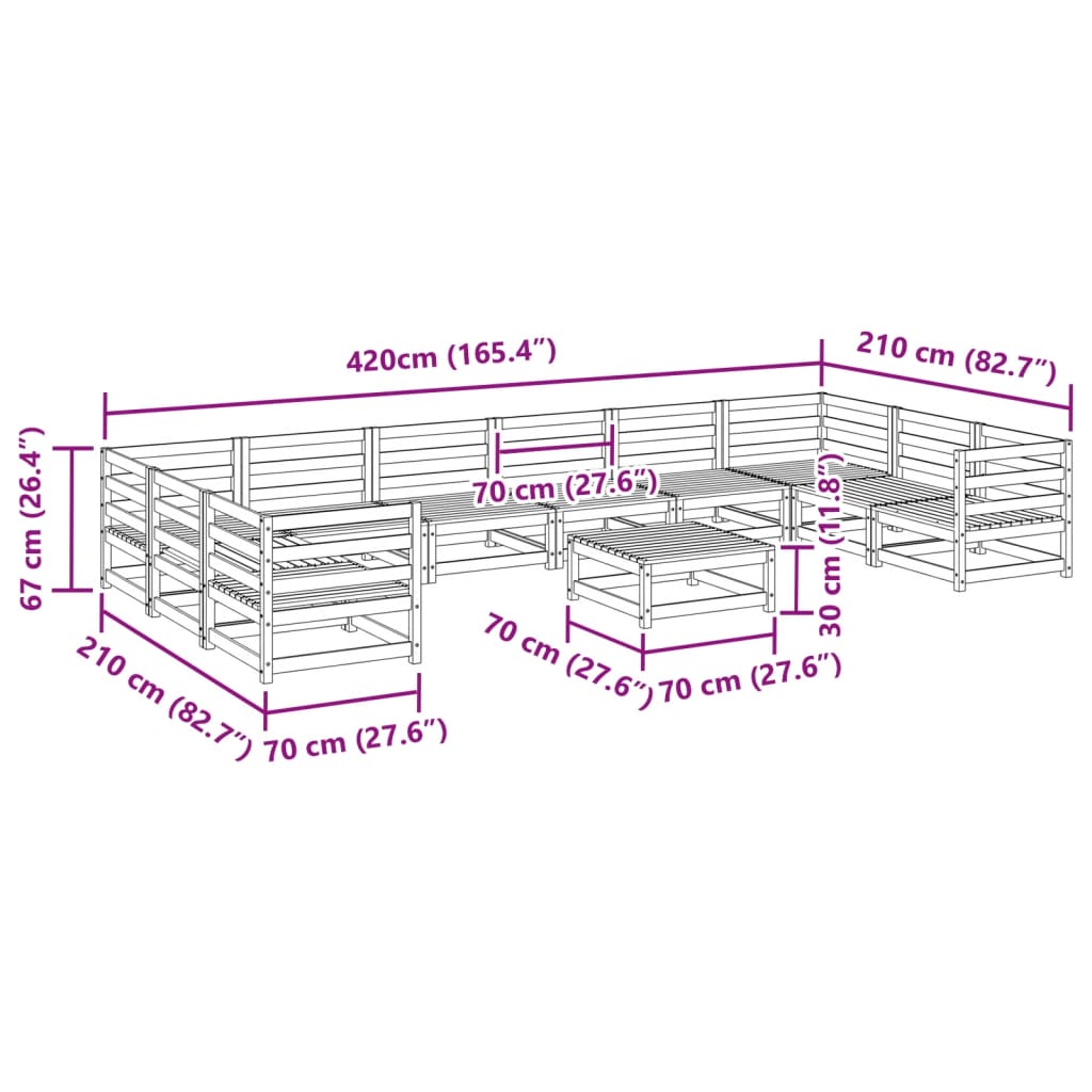 vidaXL 11 Piece Garden Sofa Set Solid Wood Douglas Fir