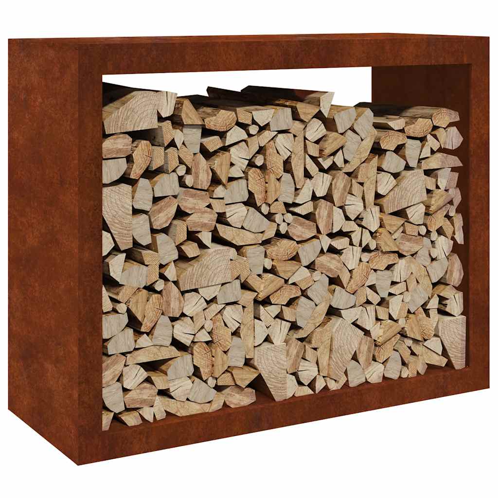 Firewood Rack 100x40x80 cm Weathering Steel